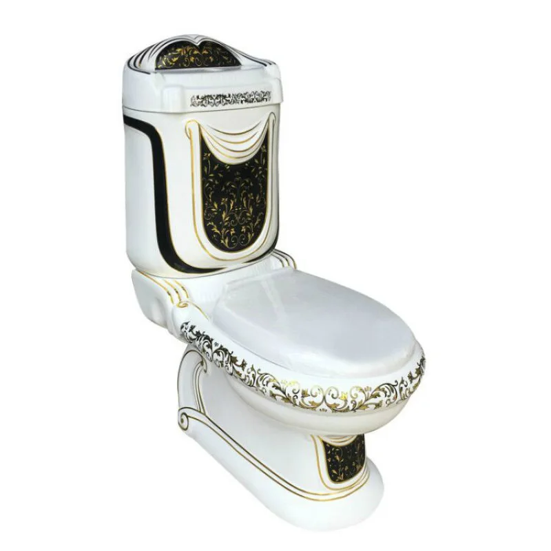 European-Style Toilet Personality High-End Luxury Relief Split Toilet Pedestal Basin Color Golden Wall Defecation Device