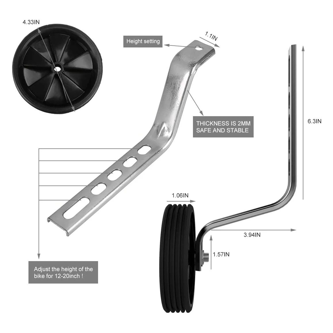 Bike Stabilisers Bicycle Stabilisers for Cycle Children Children Bikes Mute Wheel Mounted ReplacementKit E