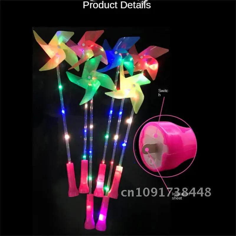 20 PCS LED Luminous Windmill for Children, Flashing Colorful Four-Leaf Windmill, Handle Glow, DIY Toy, Party Gift