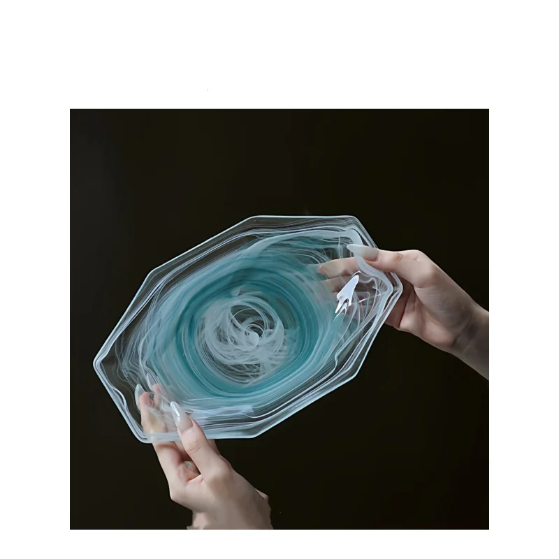 

Simple octagonal transparent glass beautiful fruit plate, household fish plate tray, modern dried fruit plate