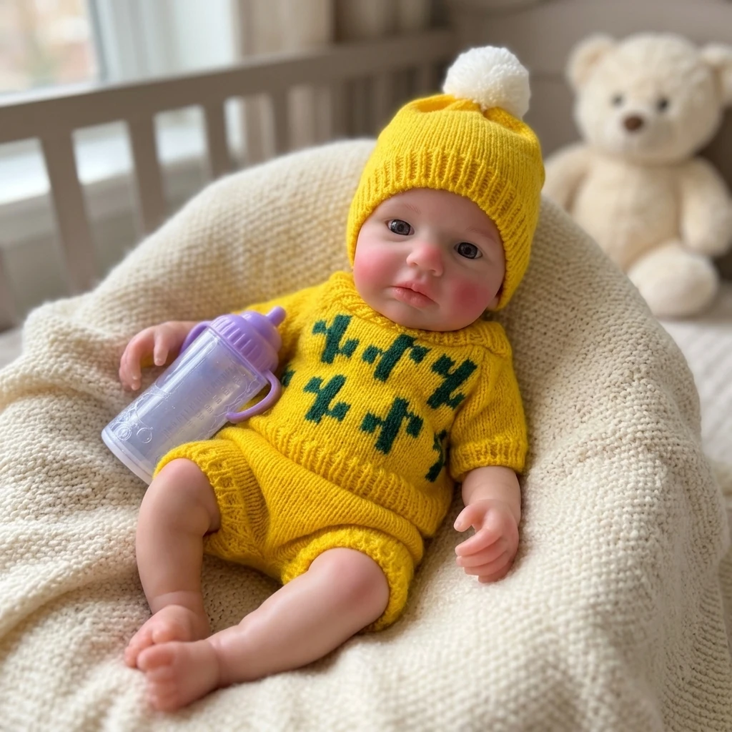 13 Inch Silicone Reborn Awake Loulou Handmade Newborn Baby Doll Toy Newborn Baby Doll(anatomically accurate)
