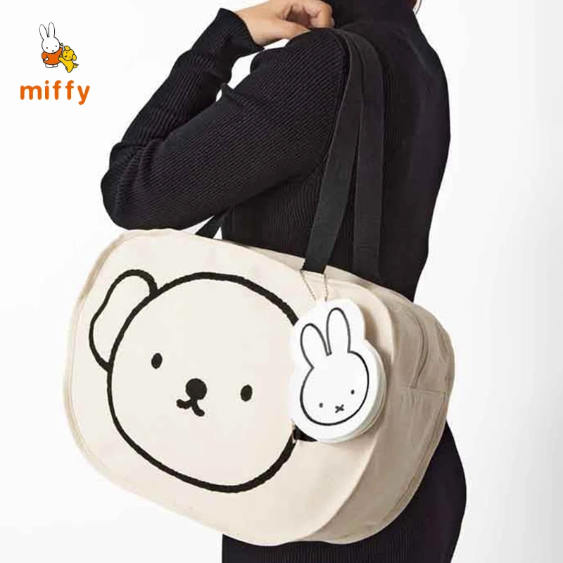 

Kawaii Miffy Shoulder Bag Cartoon Creative Boris Big Head Tote Anime Dopamine Handbag with Mini Storage Bags Perfect Girls Gifts