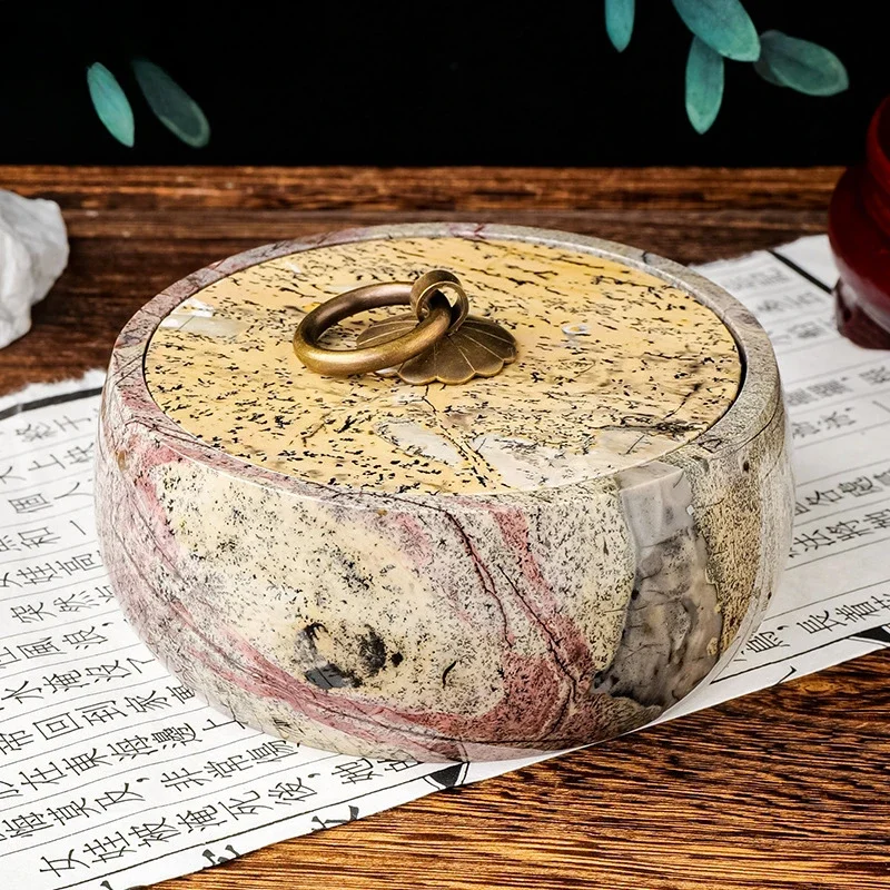 

Коробка для хранения ювелирных изделий из натурального камня, резьба по камню, ручная полировка, закрытая банка, украшение для дома, комнаты, дух, кристалл, исцеление