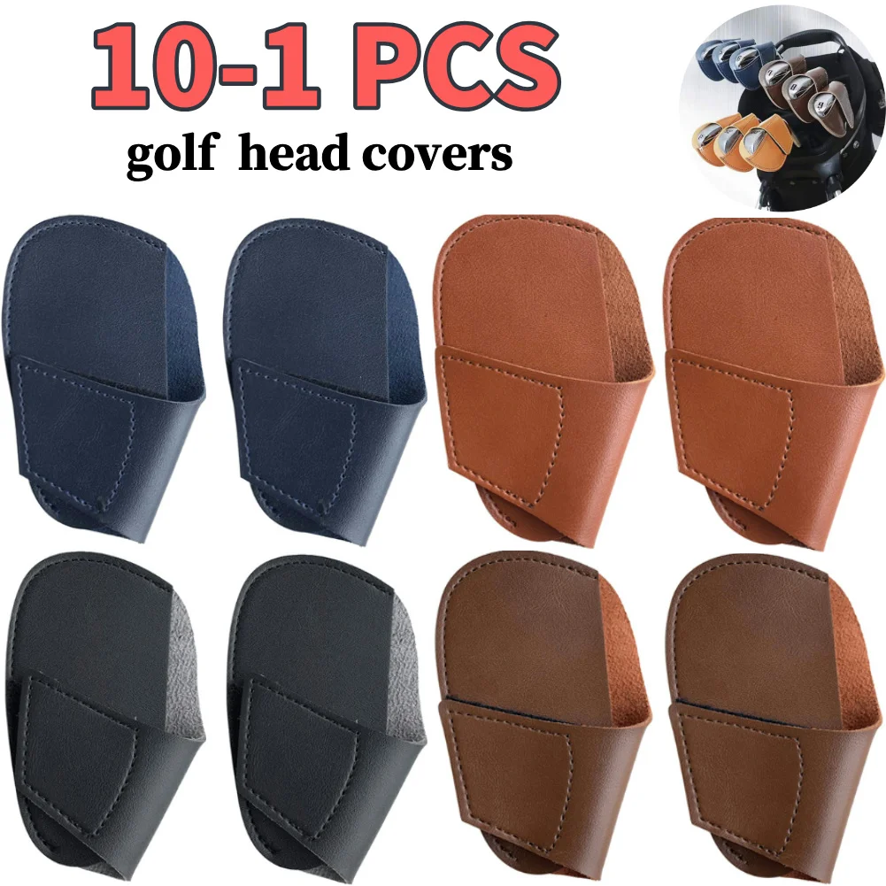 10-1pcs Portable Universal Iron Cover PU Lightweight Golf Head Leather Wedges Covers Golf Accessoires for Outdoor Golfers