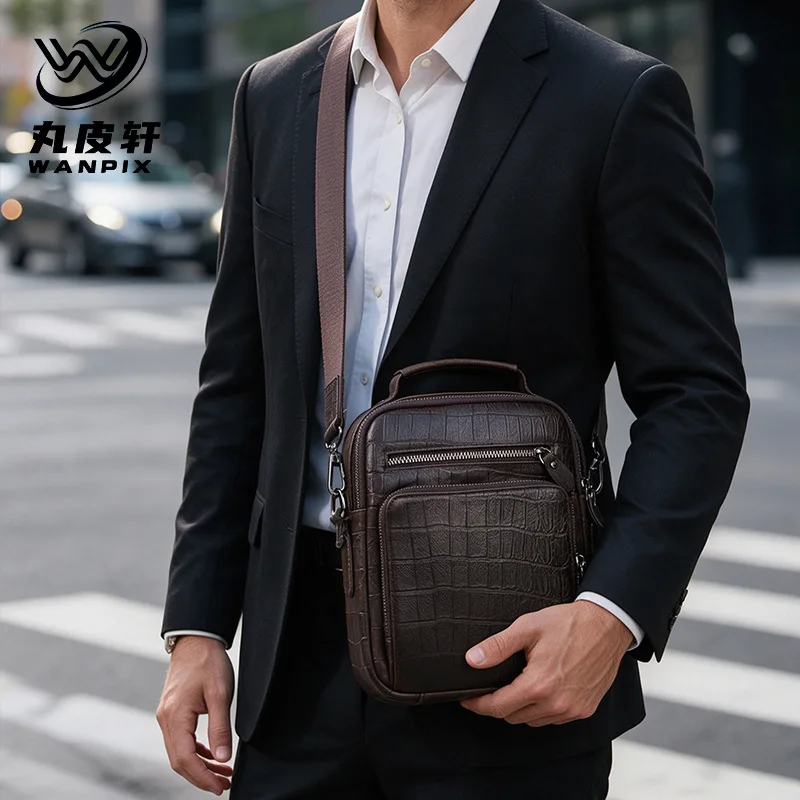 New Fashion Genuine Leather Alligator Pattern Men Handbag Briefcase Business Bag Men's Bag Shoulder Messenger Bags for work