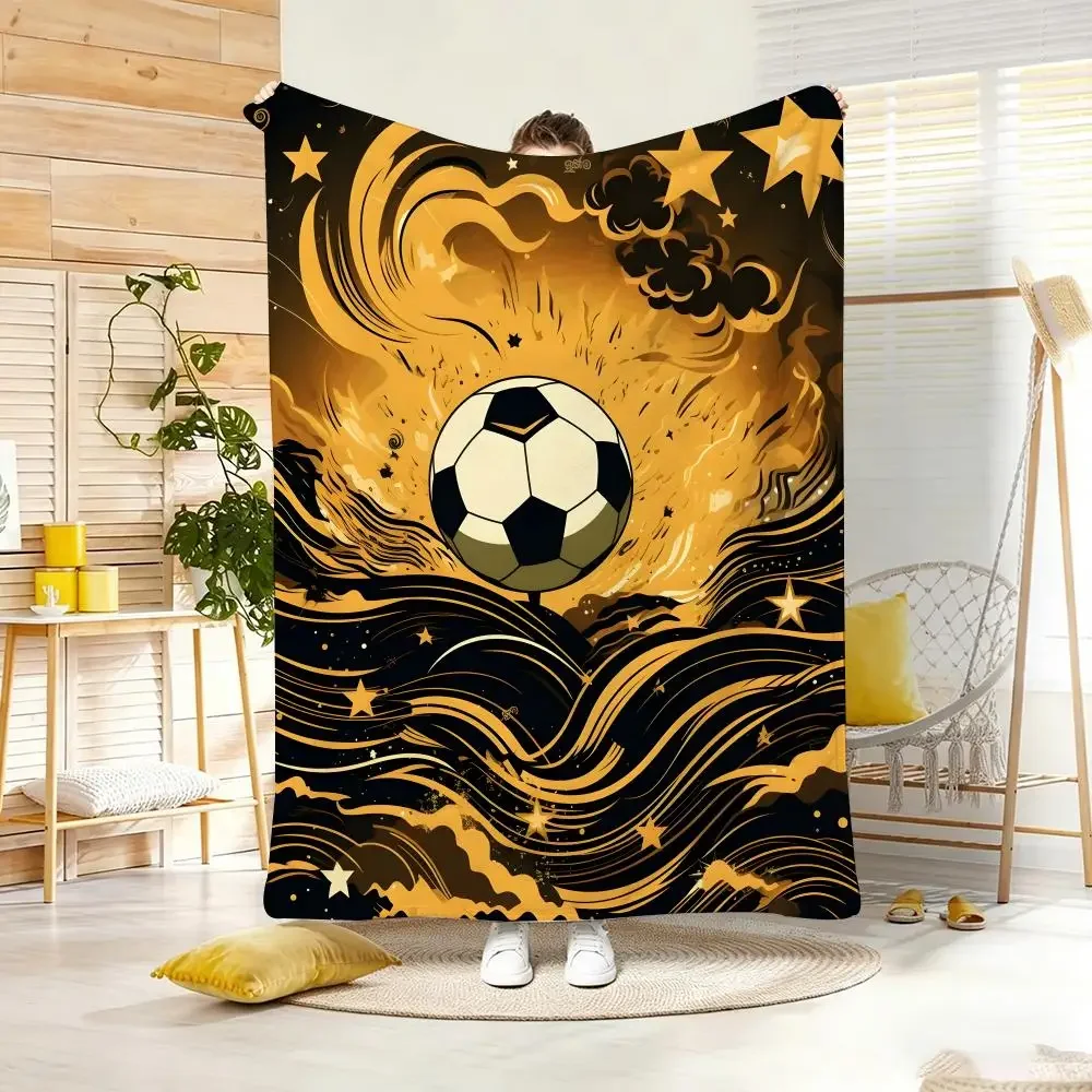 Art S-Sport Football Graffiti Throw Lightweight  Flannel Blanket Soft Skin-friendly for Summer Cooling
