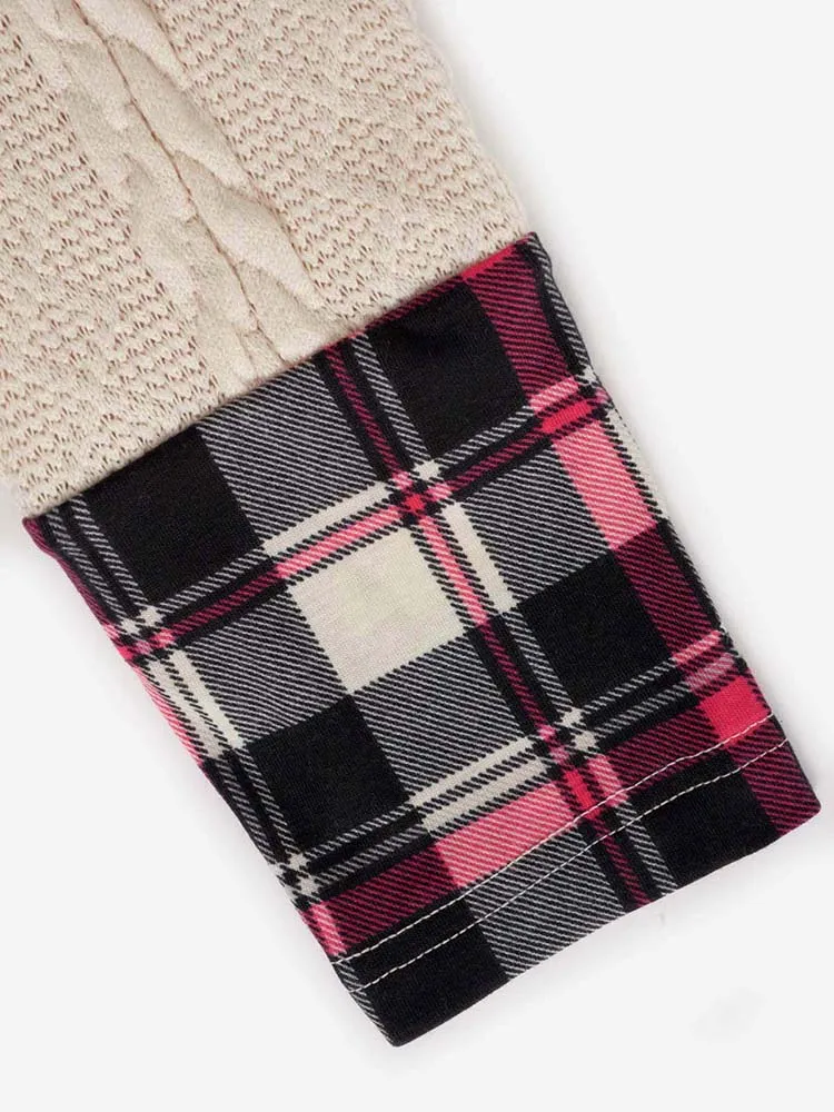 2024 Womens Knitted Dresses Plaid Panel Cable Knit Belted Sweater Dress Cowl Neck Ruched Mini Dress Long Sleeves Fall Dress