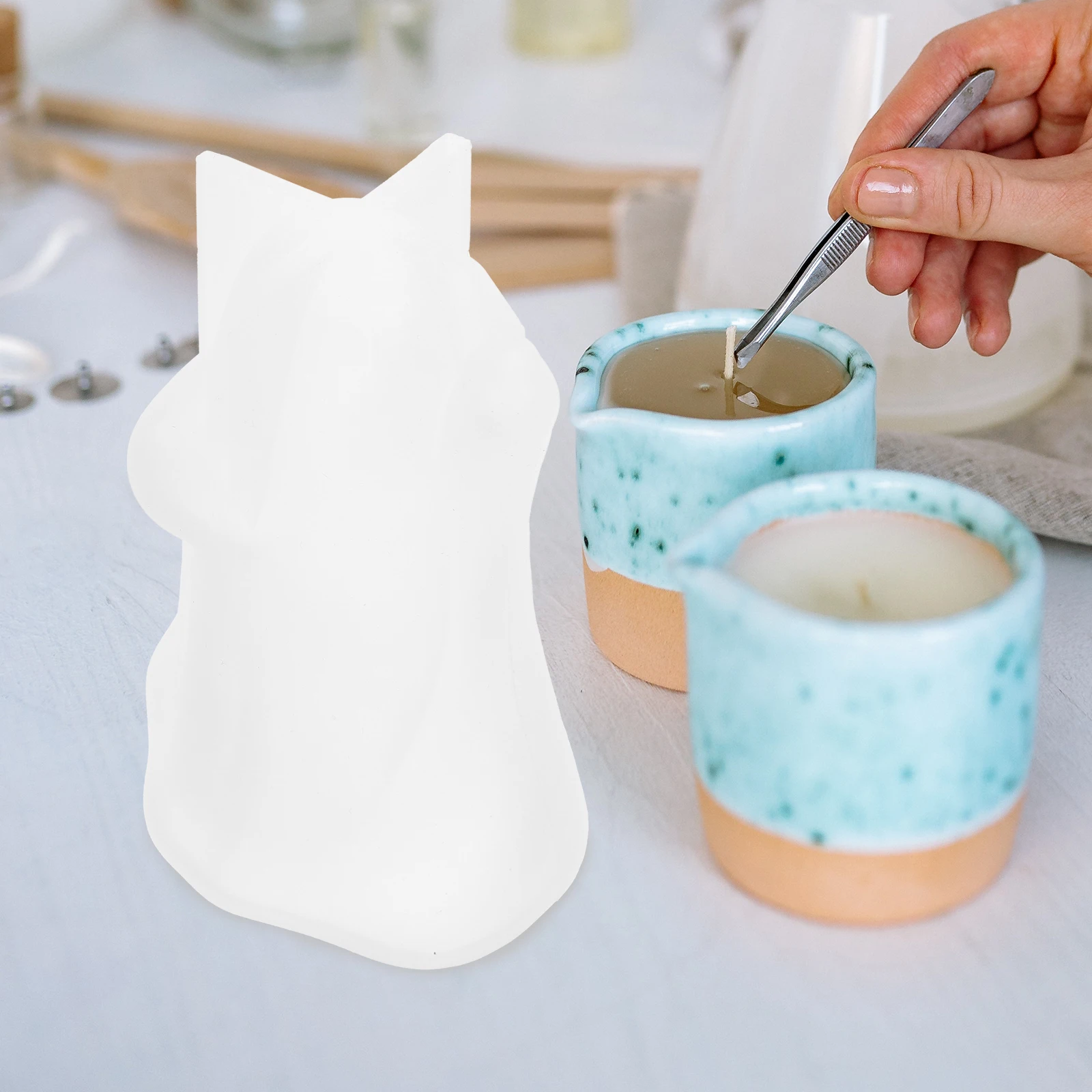 

Halloween Ghost Silicone Mold 3D Hand-Hold Easy Demoulding Mold for DIY Scented Making Halloween Decor