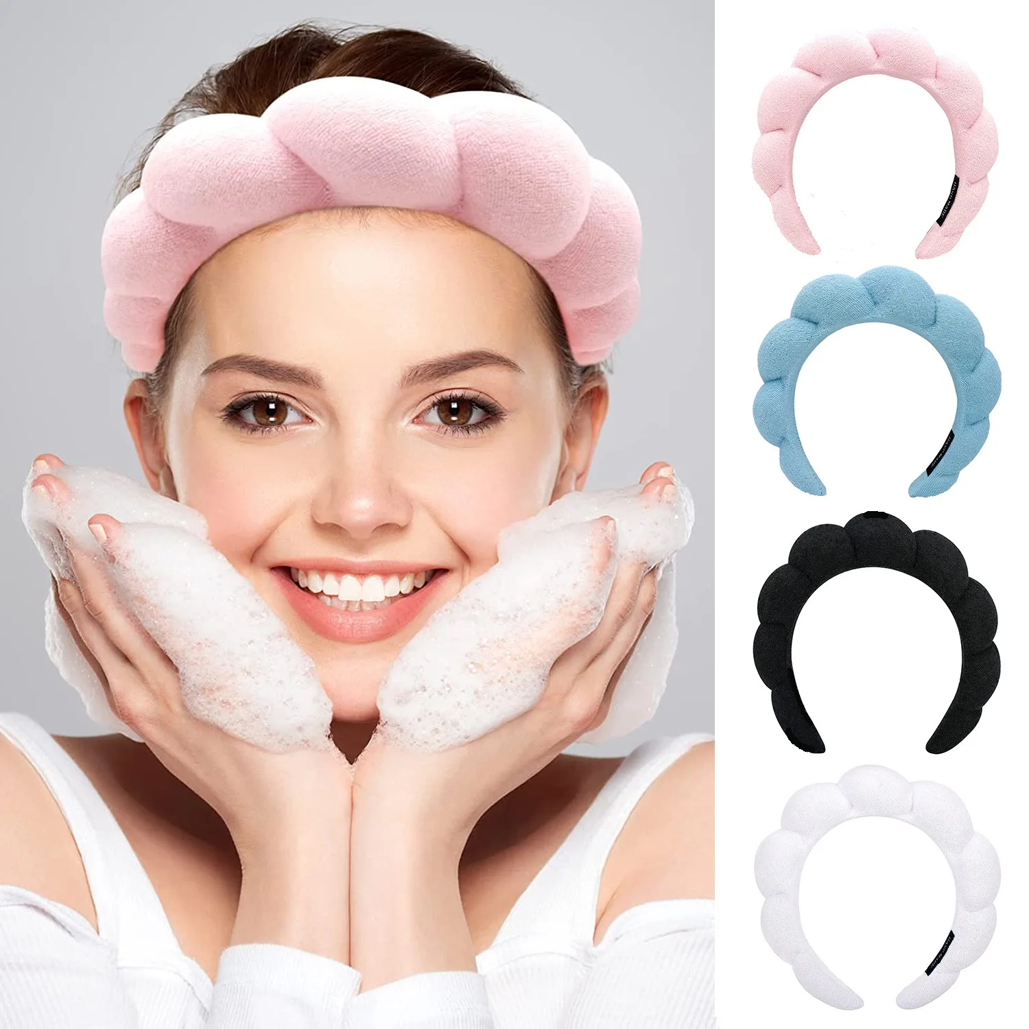 Terry Towel Headband Color Sponge Hairband Spa Headbands for Women Skincare Headband Face Makeup Headwear Hair Accessories