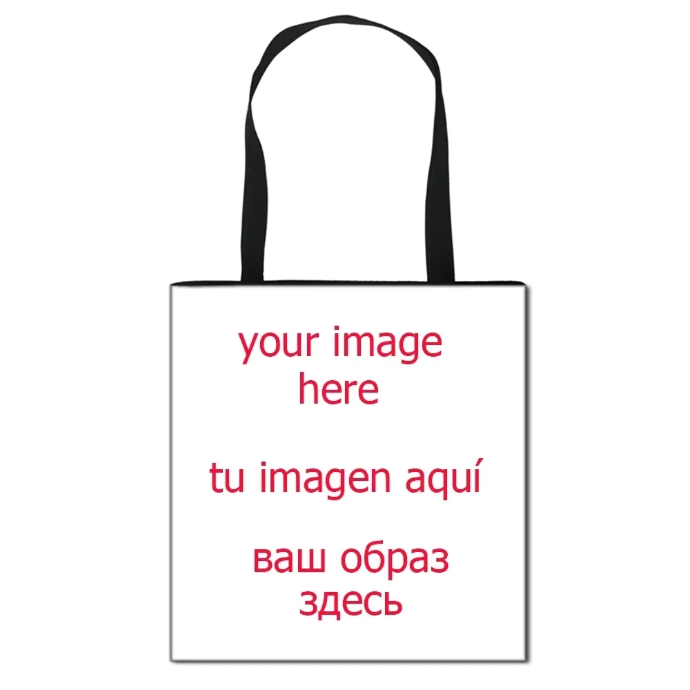 Bolso de compras personalizable con logotipo, nombre e imagen para mujer, bolso de hombro informal, regalo