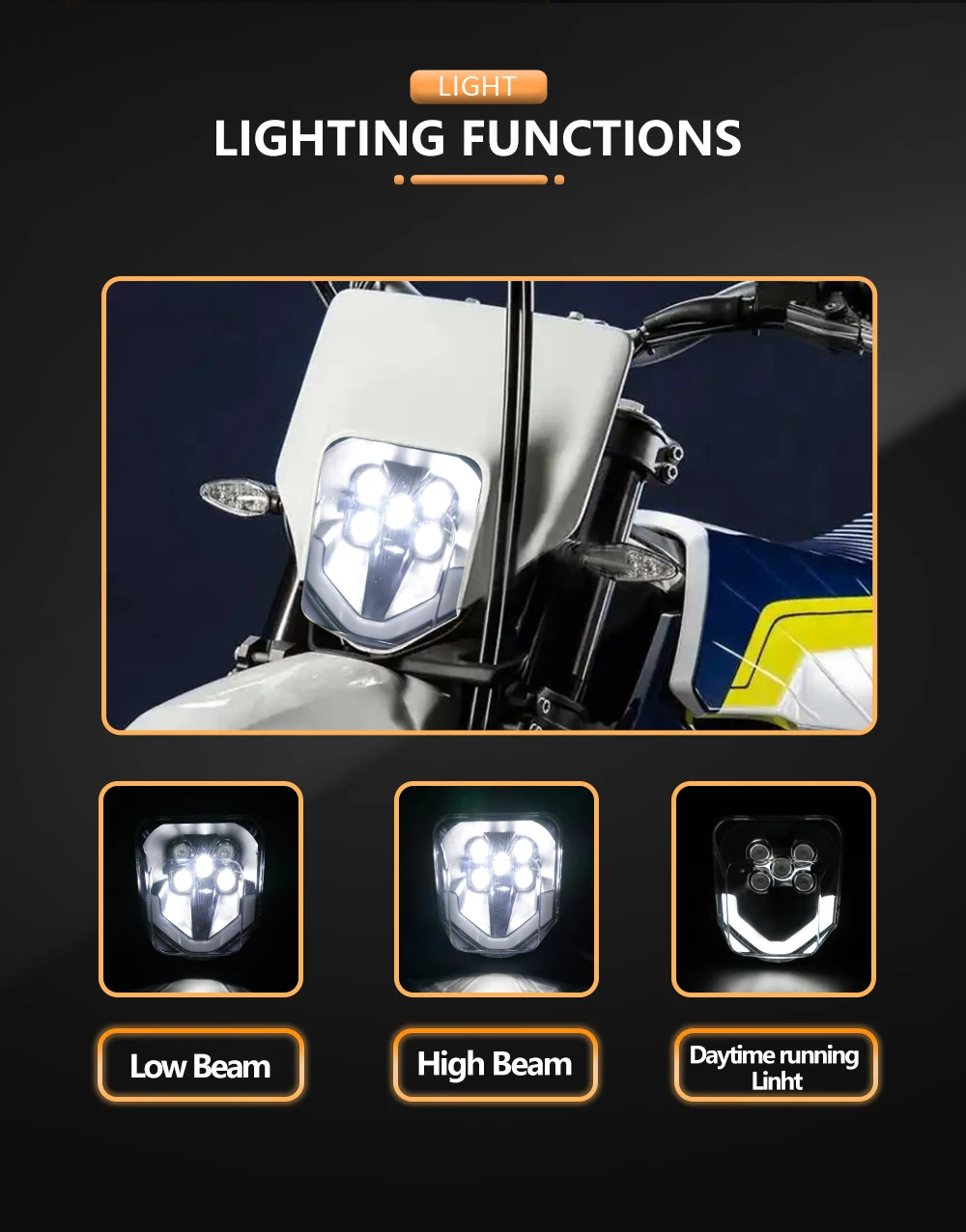 for Husqvarna 701 Enduro Supermoto 2016-2024 Dirtbike LED Headlight FE 250 350 450 501 TE 150 250 300 2017-2023 TX125 2017-2019