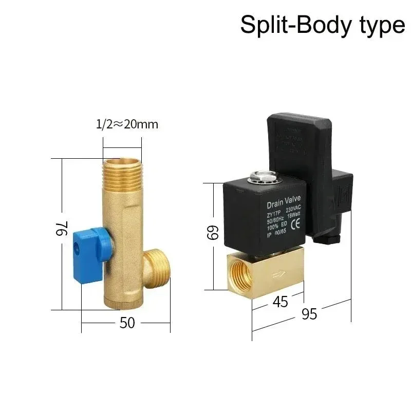 1/2 Electronic Drain Valve Air Compressor Filter Dry Air Storage Tank Drain Cooler Dry Electromechanical Magnetic Valve 24V/220