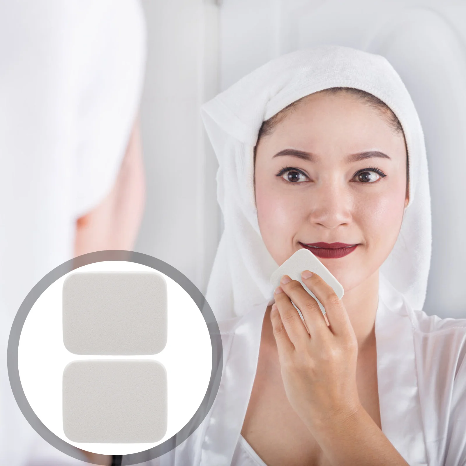 2pcs Powder Puff Box With Travel Case Premium Makeup Sponge For Face Powder Foundation Beauty Compact Puff