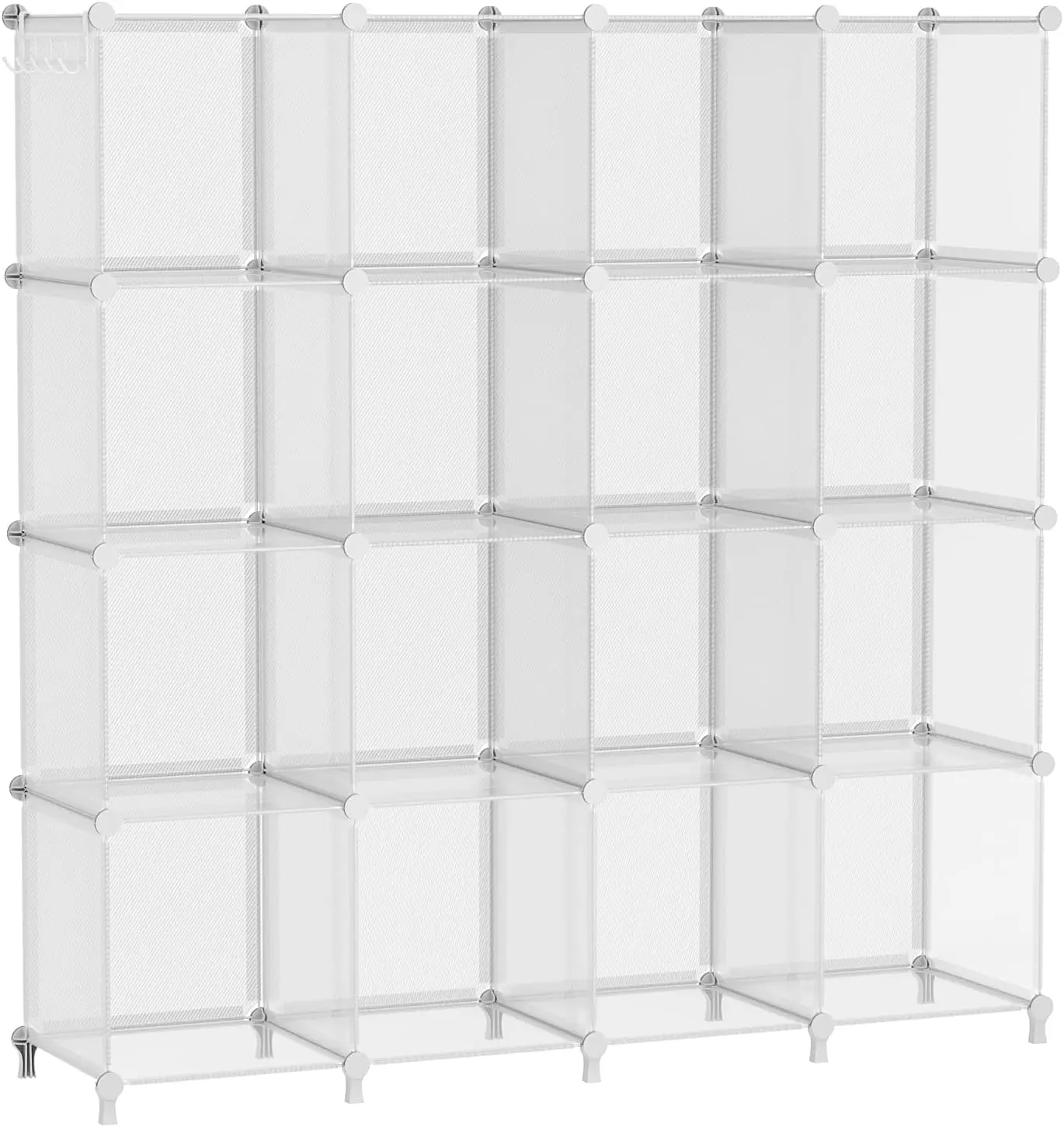 

16-Cube Storage Organizer, DIY Stackable Bookshelf for Bedroom & Home, Translucent Design