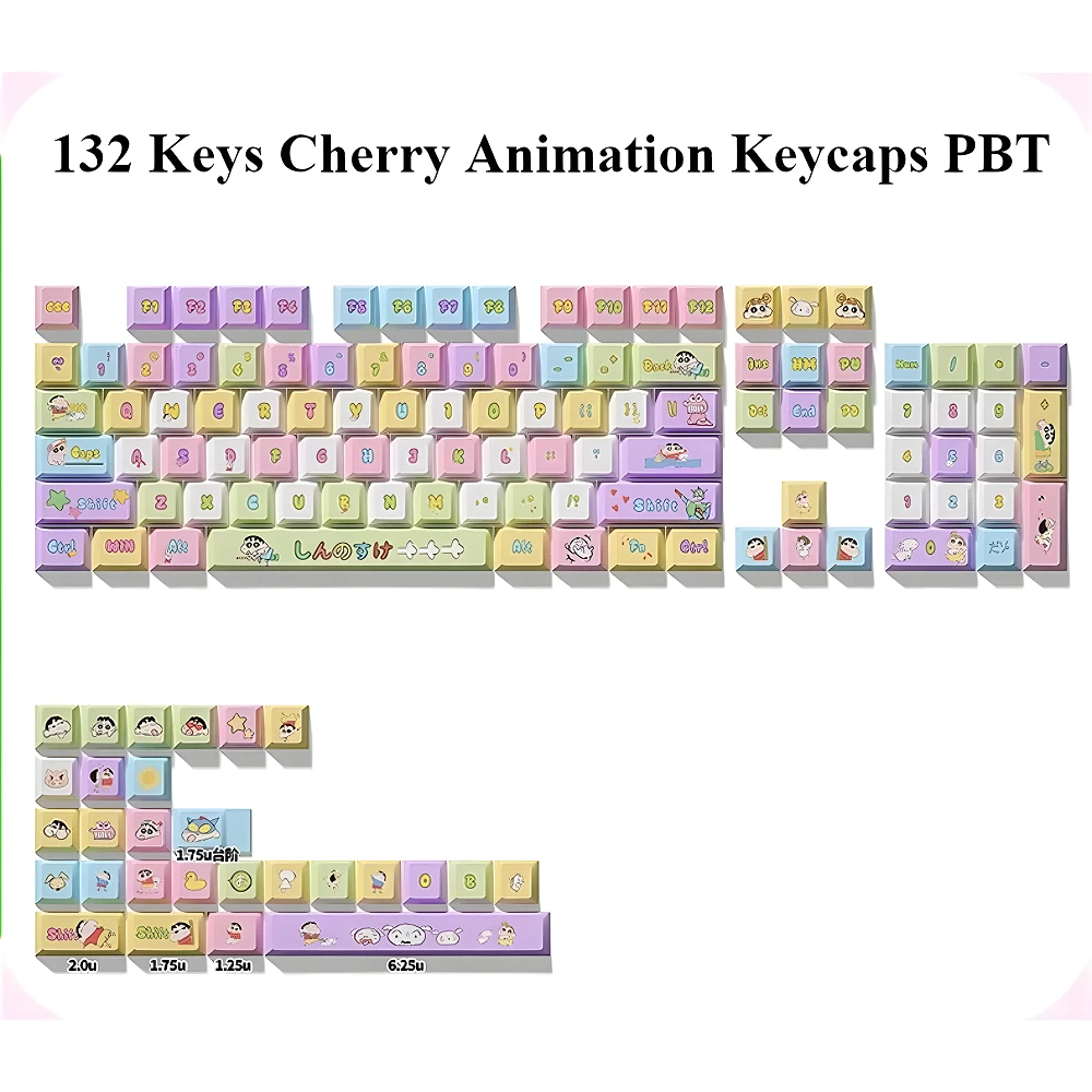 

132 Keys, Cherry, Animated Shin, Keycap PBT for Mx Cherry Gateron Switch Mechanical Keyboard Kit