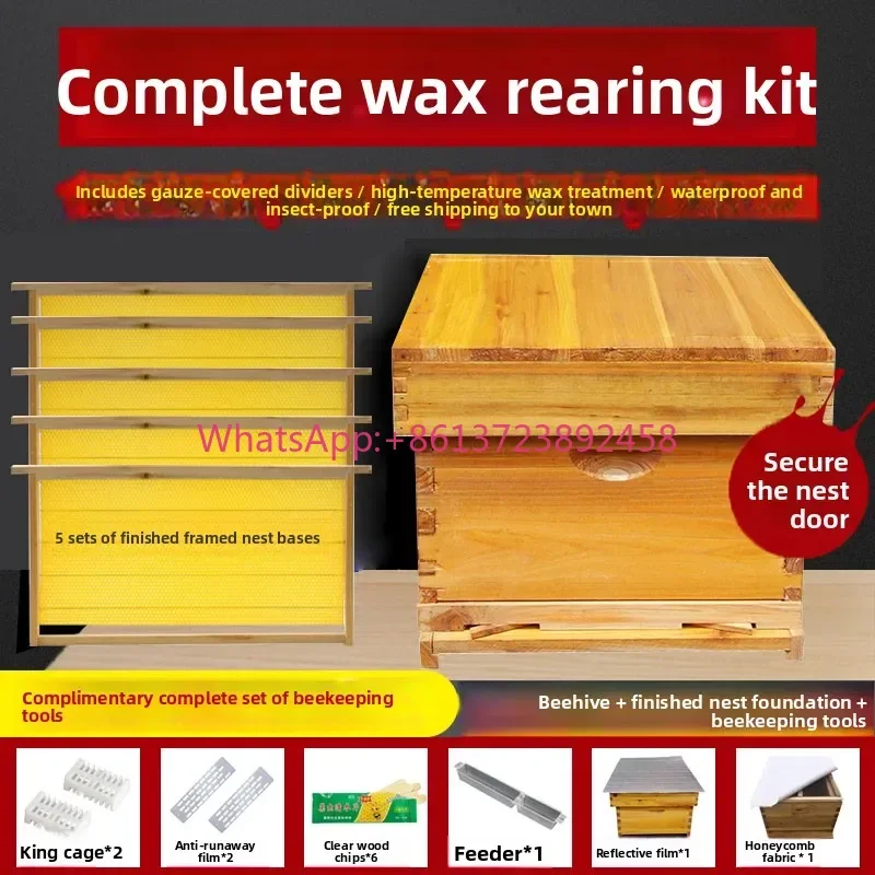 OriginalCedar Wax Dipped Bee Hive Complete Beekeeping Tools Wax Coated Bait Hive Foundation Beekeeping Kit Chinese Bee Hive in S