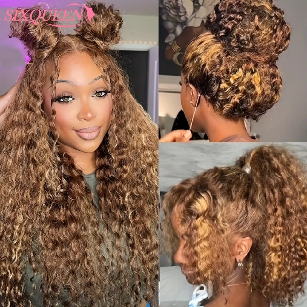 360 4/27 شعر مستعار دانتيل كامل شعر الإنسان حزام غير مرئي 250 الكثافة موجة عميقة HD الدانتيل الباروكة الأمامية شعر الإنسان قبل قطع مجعد 360 الباروكات #5