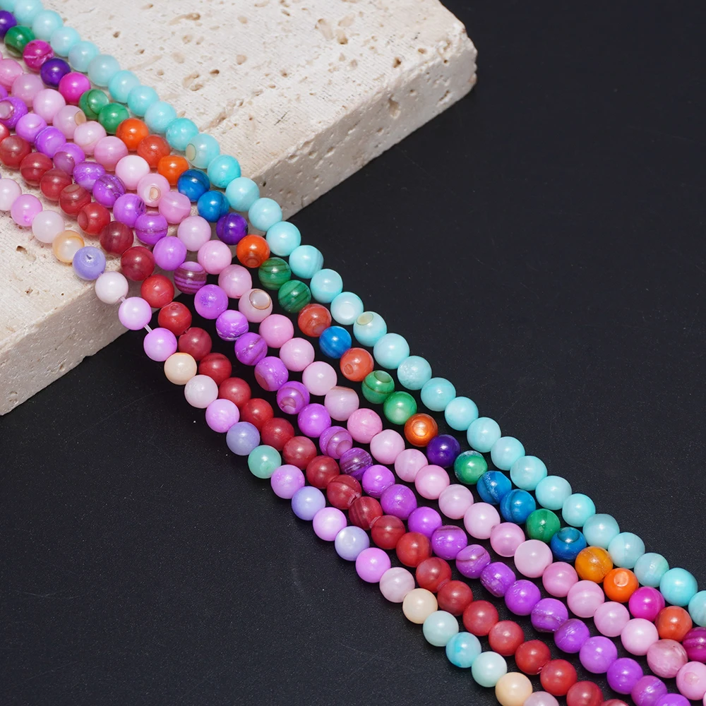 Natural Seawater Shells, Colorfulful Round Beads and Loose Beads for Diy Bracelets, Necklaces and Other Jewelry Accessories