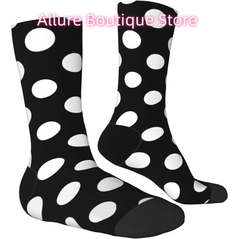 검정색 위에 흰색 물방울 무늬 참신한 승무원 양말 프린트 남녀공용 선물 남성 여성