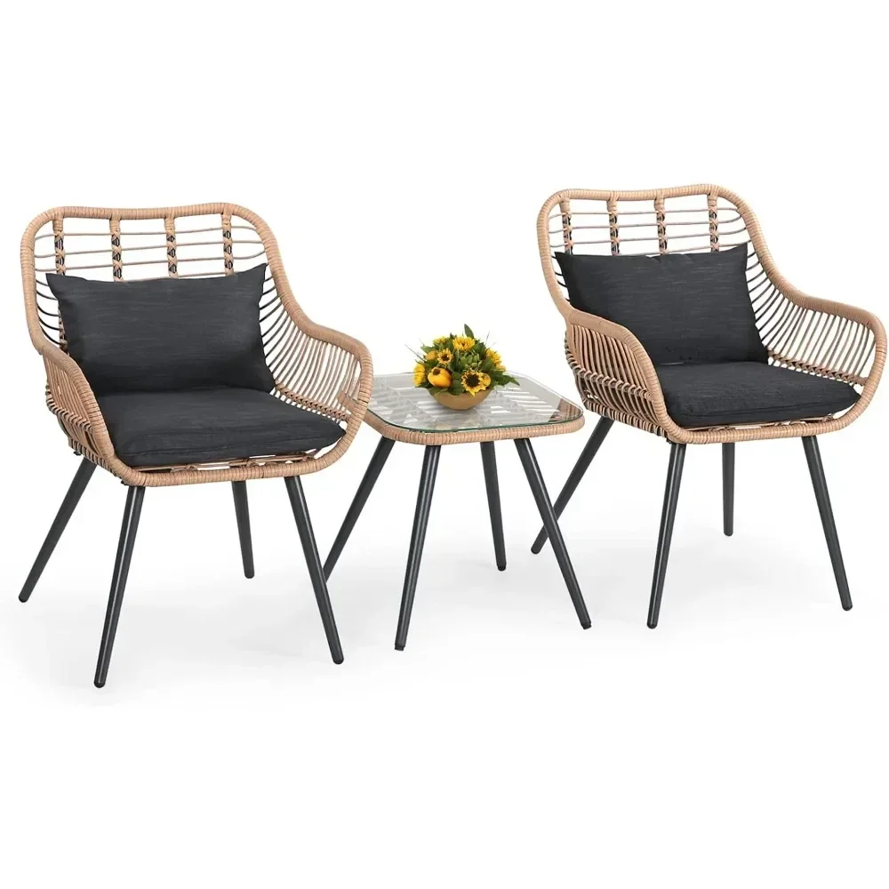 

XMSJ Outdoor Table and Chairs Set, 3 Conversation Sets Balcony Furniture, Outdoor Table and Chairs Set
