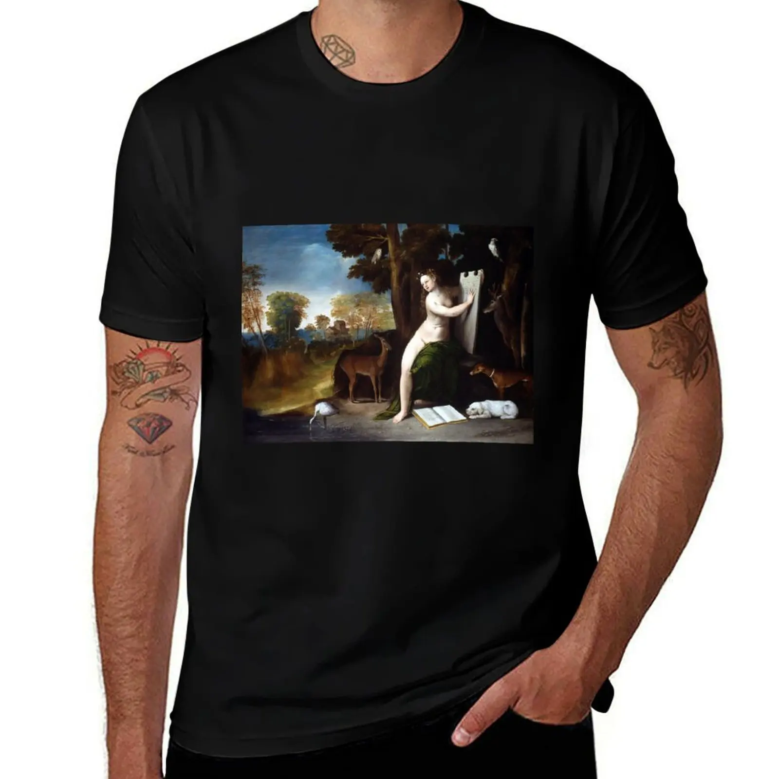 

Dosso Dossi Circe and her Lovers in a Landscape T-Shirt man t shirt cotton man t shirt cotton high quality T-Shirt