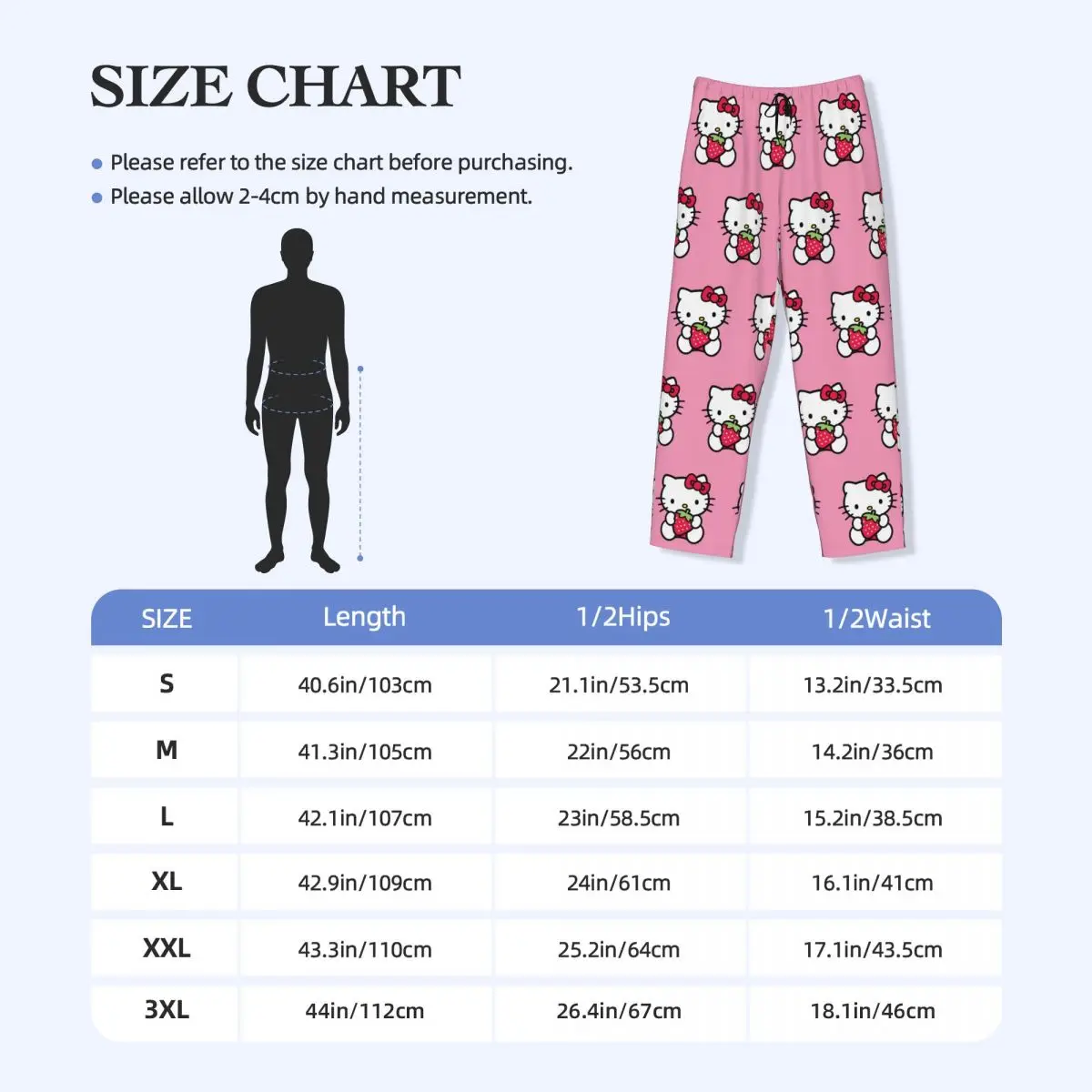 Pantalones de pijama personalizados de Hello Kitty para hombres, ropa de dormir con cordón para dormir, salón de dibujos animados, pantalones con bolsillos