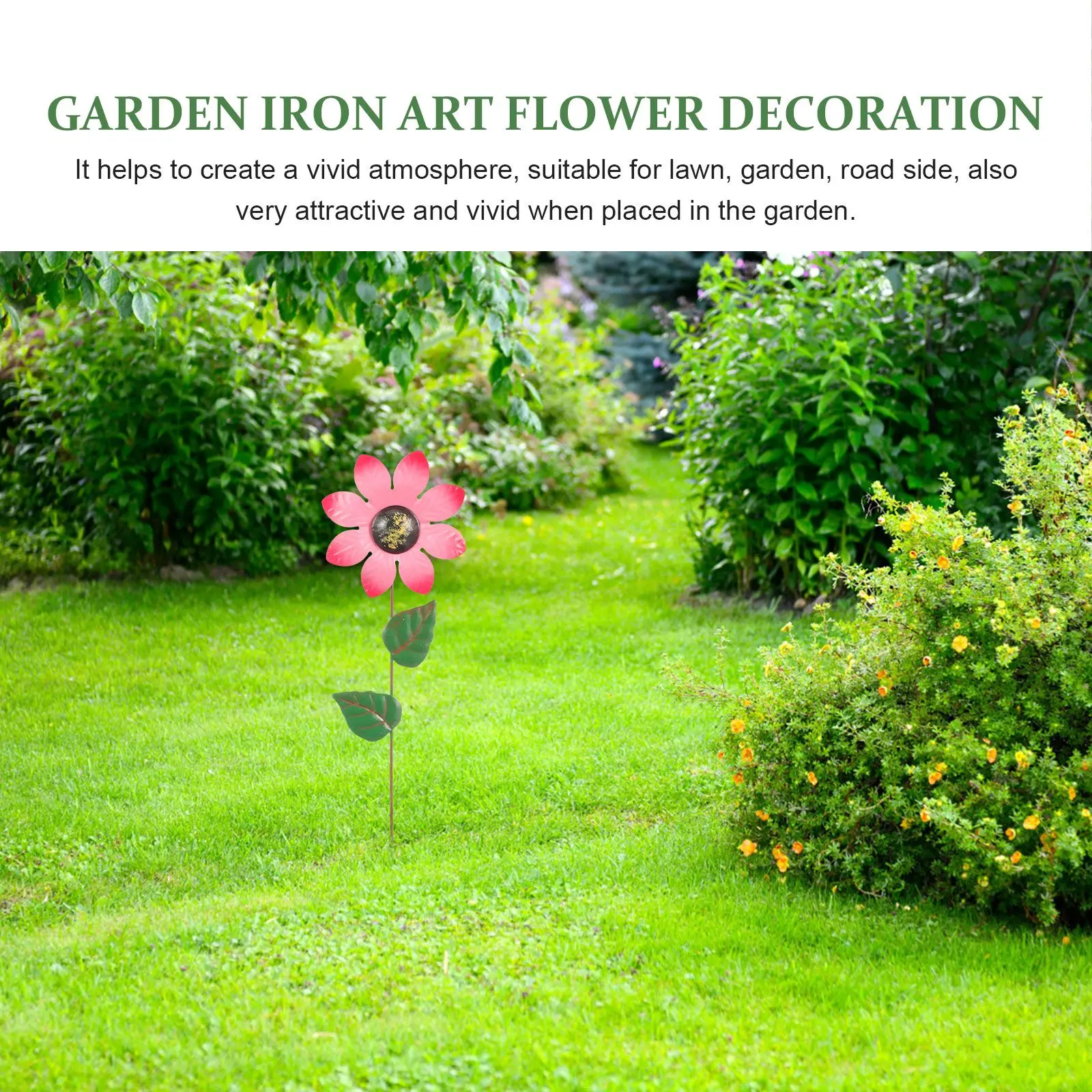 Fiori in ferro battuto Decorazioni per pali da giardino Ornamenti per prato all'aperto Pianta decorativa