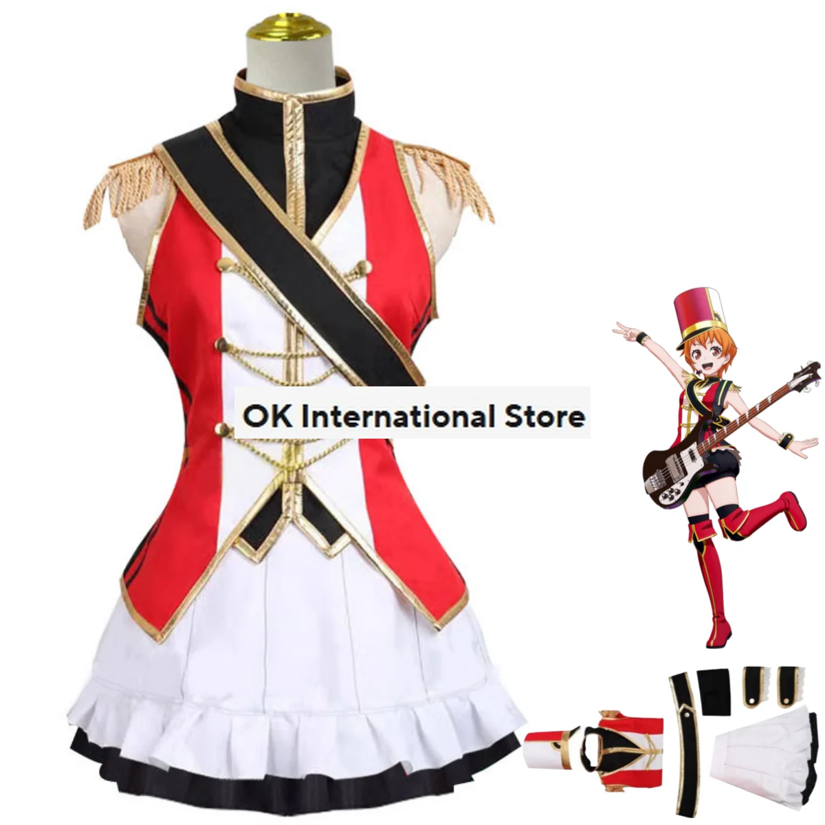 

Anime BanG Dream Captain Cosplay Costume Hello, Happy World! Team Leader Red Uniform Skirt Woman Sexy Kawaii Carnival Suit