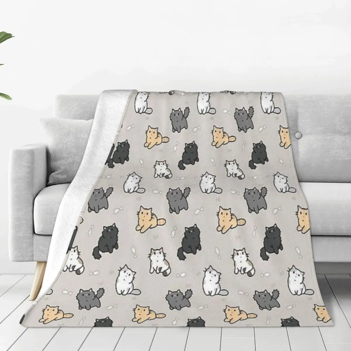 

Kittens Fish Durable Flannel Blanket - Easy Care Fleece Throw for Home Decor and Cozy Evenings with Family and Friends Together