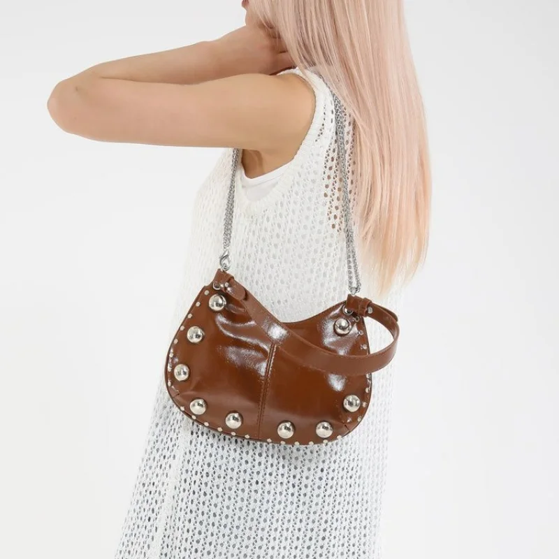 

Elegant Designer Women Shoulder Bag With Chain Detail, Premium Leather Crossbody Handbag, Luxury Brand Ladies Tote Messenger