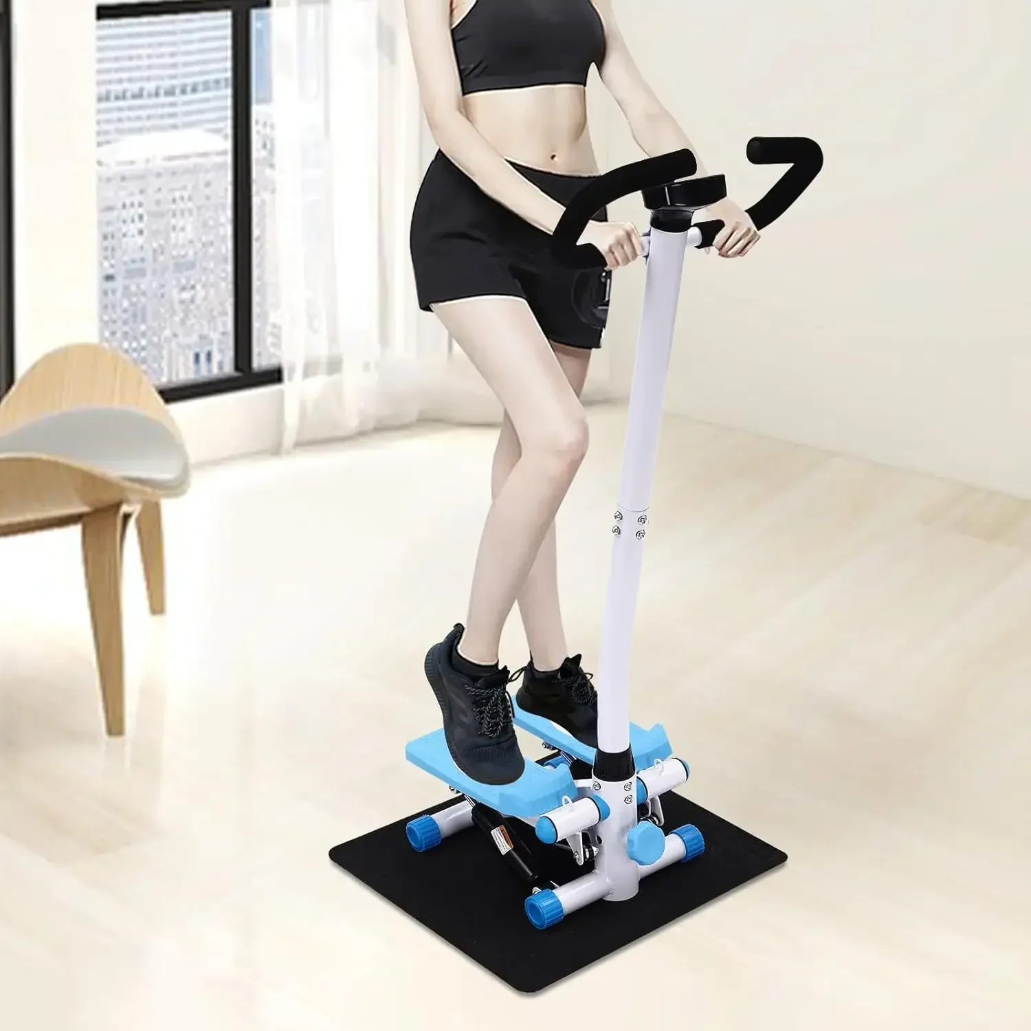 Cross-Trainer mit LCD-Display, Treppenstepper mit Lenker, höhenverstellbarer Fitness-Stepper für Beine, Kern und Gesäß
