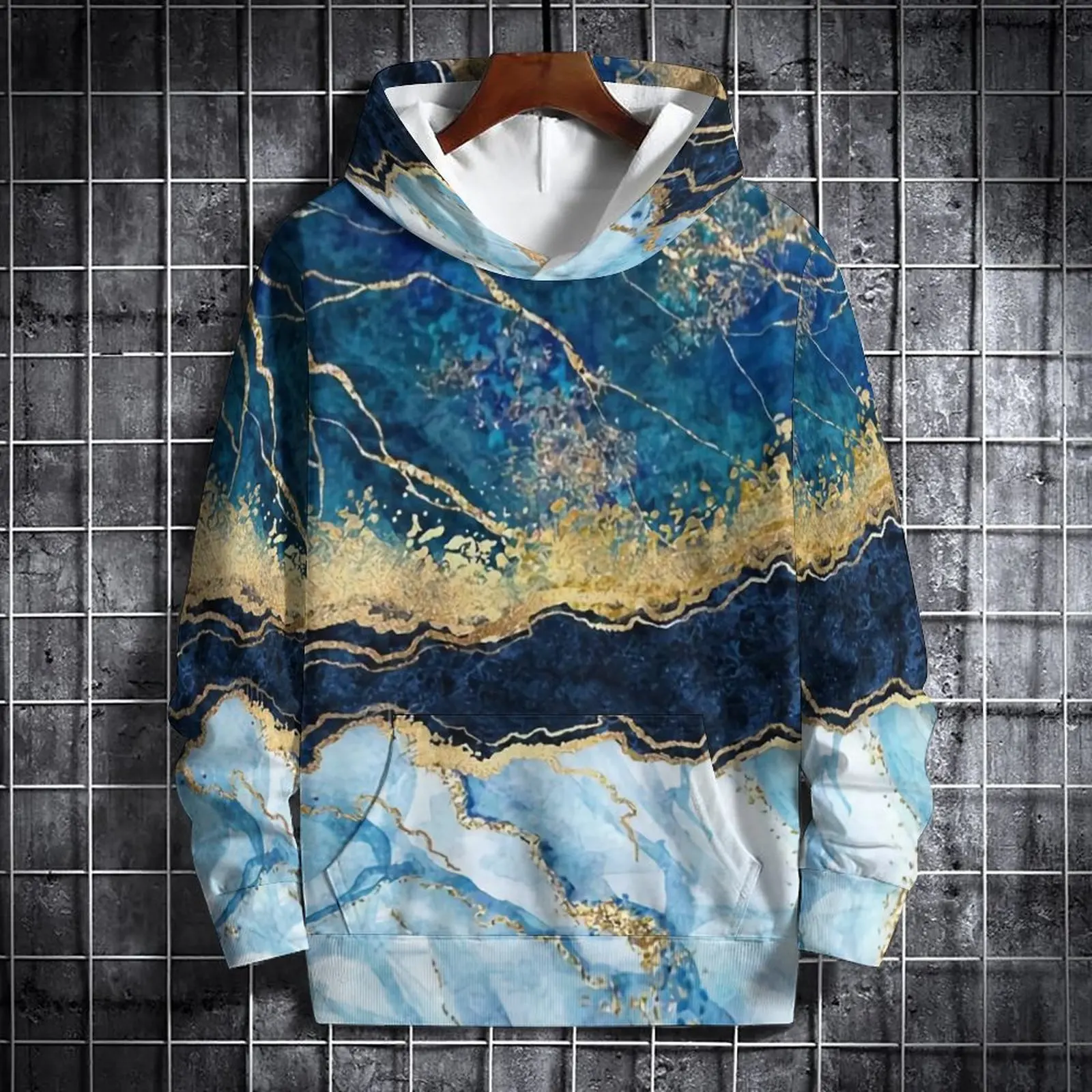 Autumn Winter Gradient Hoodies Marble 3D Print Man Women Casual Streetwear Long Sleeve Hooded Sweatshirts Pullovers Man Clothing