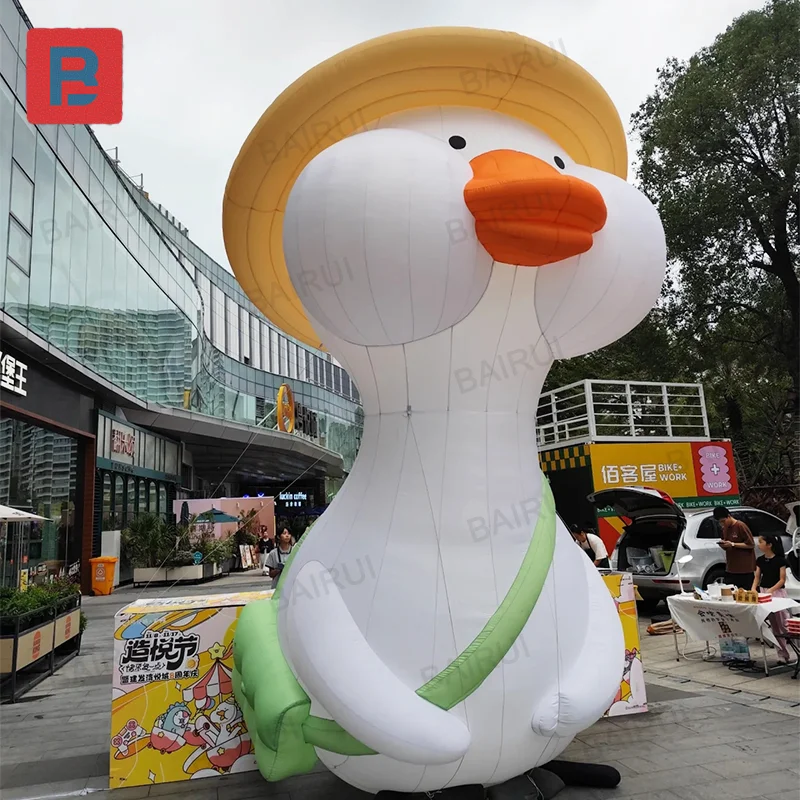 Pato blanco inflable gigante, muñeco de pato de dibujos animados para comida, restaurante, publicidad, parque, decoración nocturna