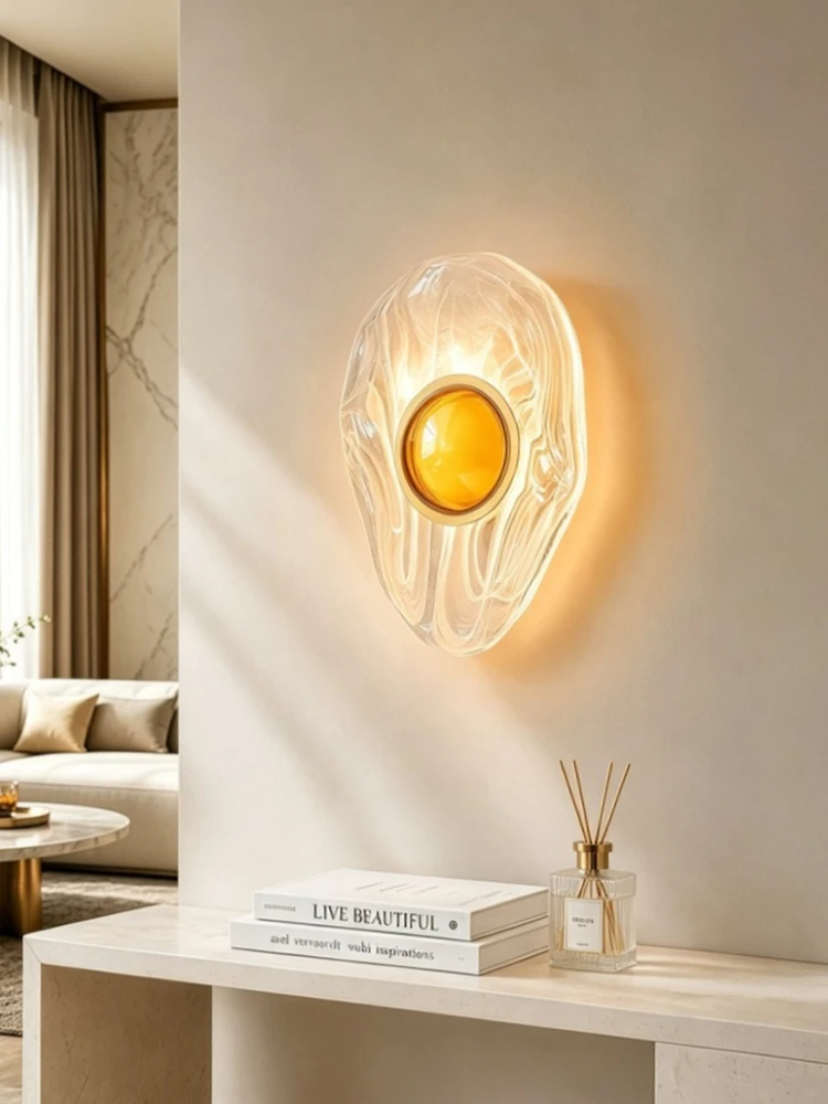 Nordic Creative LED Glass Wall Sconce Cloud Pattern Translucent Glass Wall Lamp Home Deco Light for Living Room Bedside Corridor