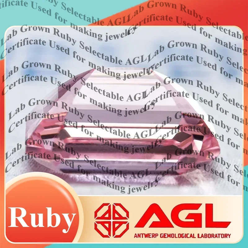 

L-Lab Grown Padparadscha Emerald Cut Red Lotus Color Gemstone for DIY Jewelry,collect,gift Selectable AGL Certificate