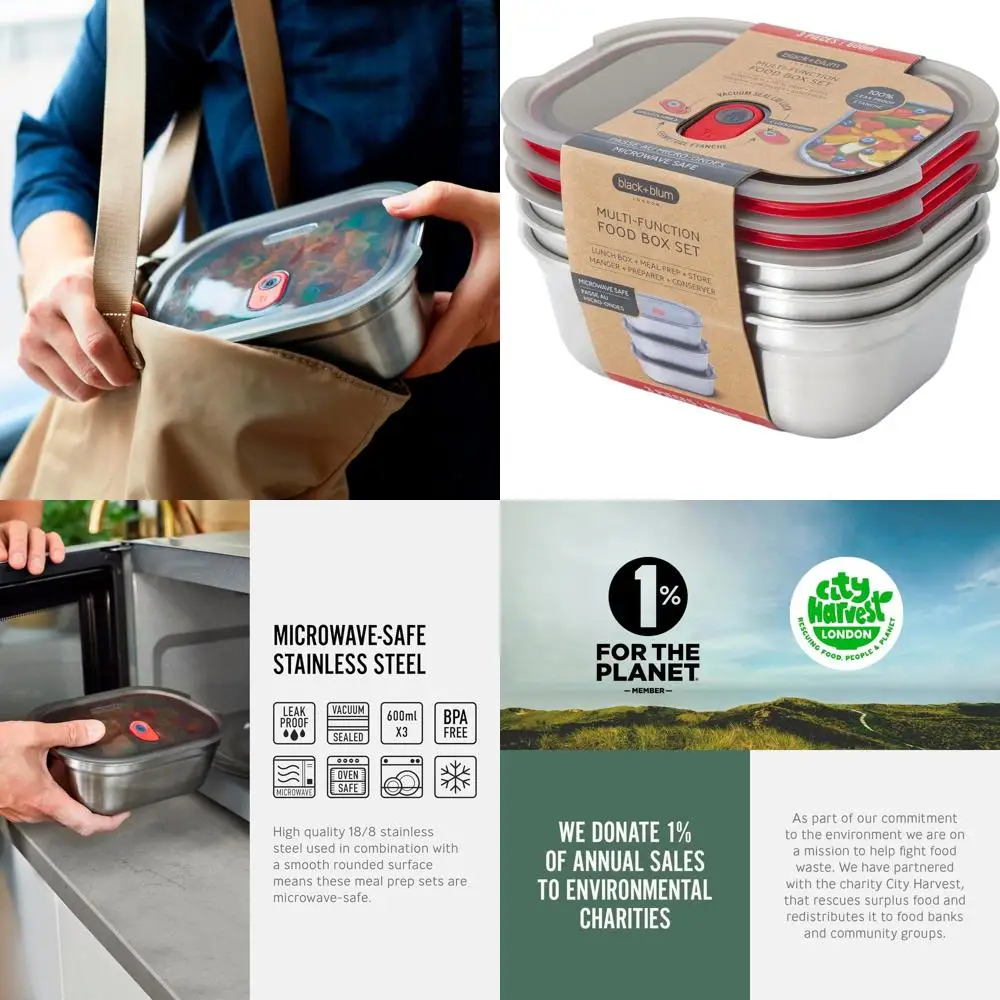 

Набор мисок для обеда из нержавеющей стали для микроволновой печи — герметичный, можно мыть в посудомоечной машине для пикников и кемпинга (22 унции)