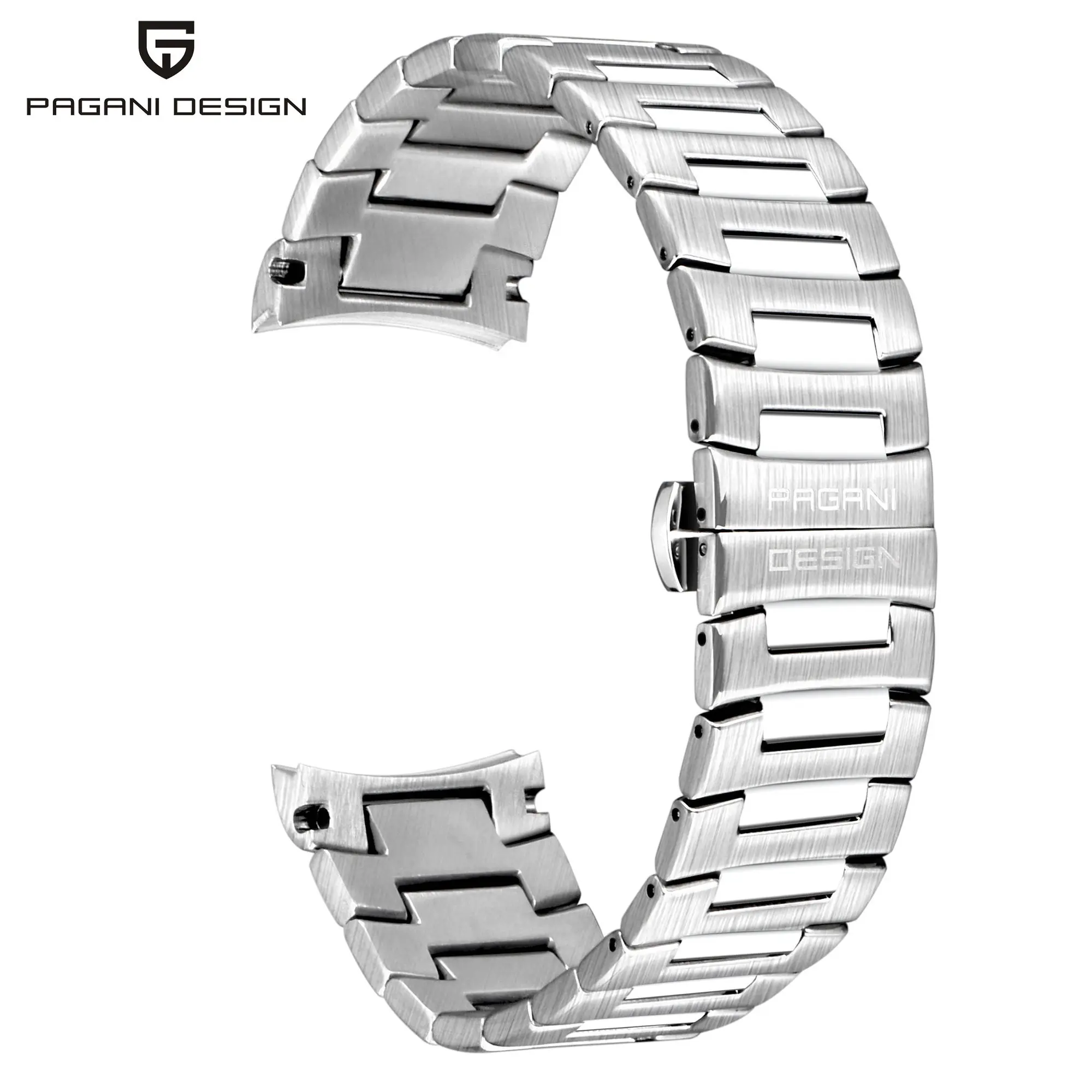 Pagani Design Watch Band, Pulseira Jubileu de Prata 316L, Aço Inoxidável 316L, Mergulho impermeável, Escritório e Mergulho, Original, Largura 24mm