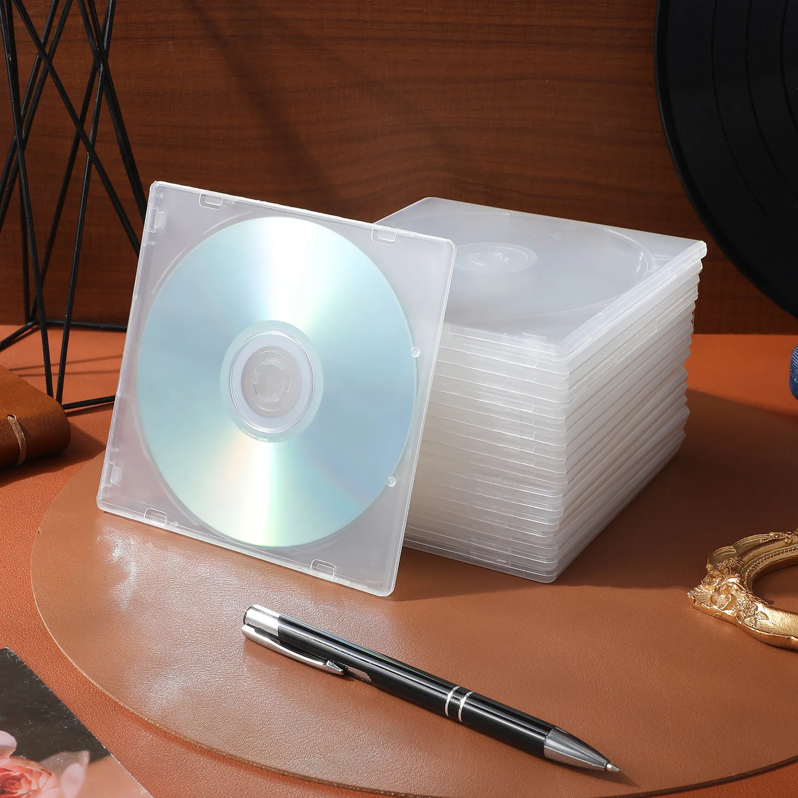 20 шт. прозрачных тонких футляров для CD/DVD дисков, компактные органайзеры для хранения, прозрачные чехлы для CD/DVD, аксессуары