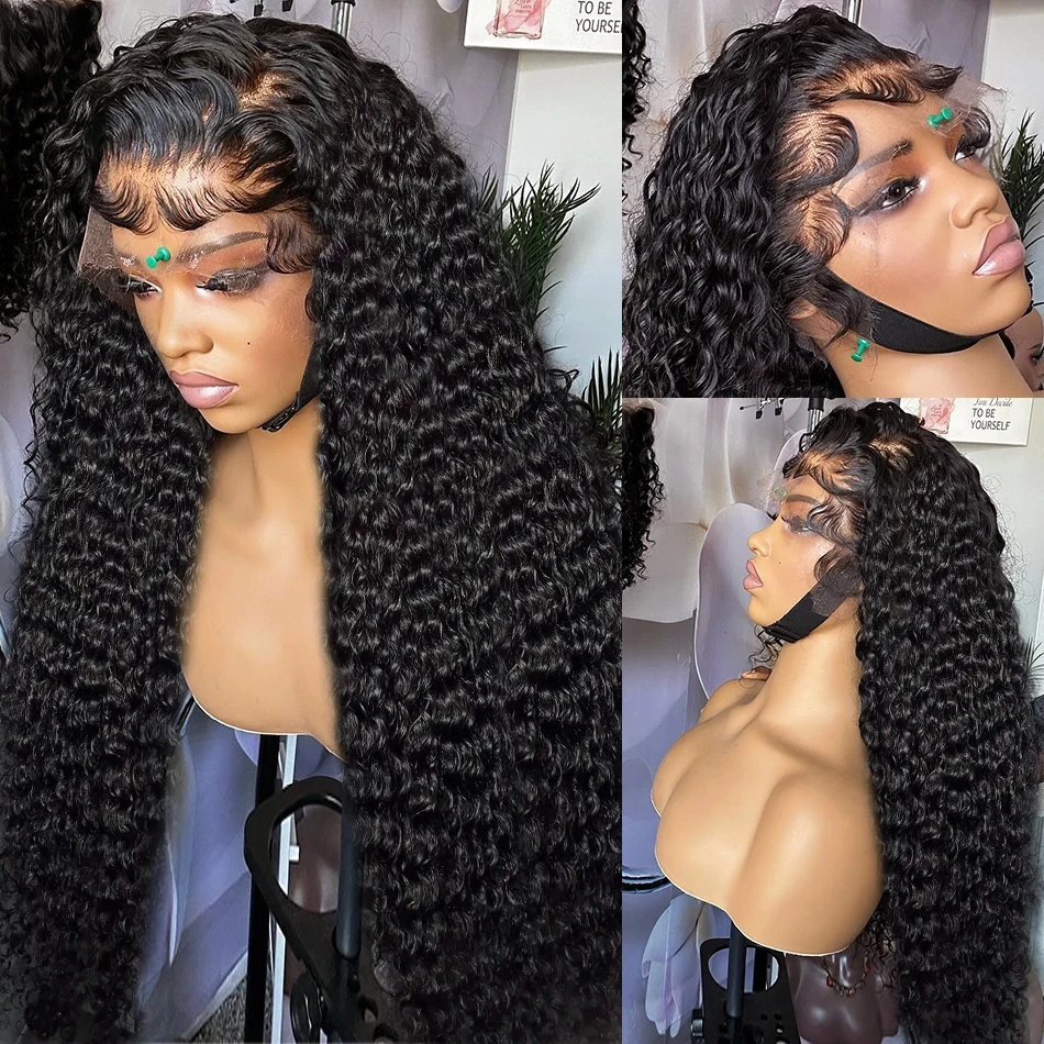13X6 HD CURLY Human Hair Lace Frontal Wigs โปร่งใส 250 ความหนาแน่น 40 นิ้ว 14X4 Deep WAVE วิกผมลูกไม้ด้านหน้าด้านหน้าบราซิล Remy ผม