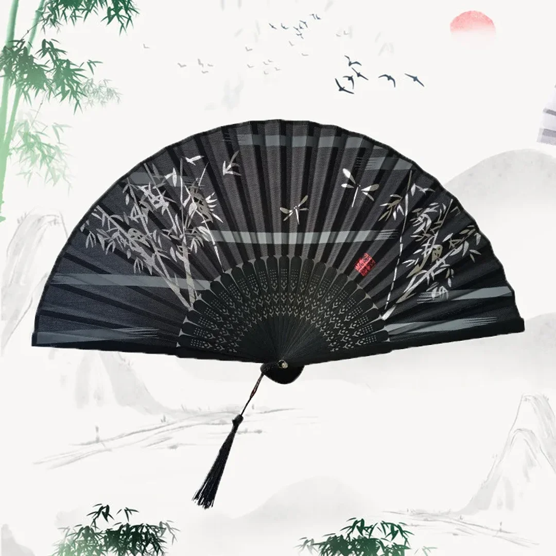 1pc Bamboo Hand Fan Multi-colored Foldable Vintage Chinese Style Home Decor Handheld Folding Fan for Church Wedding Party Gifts