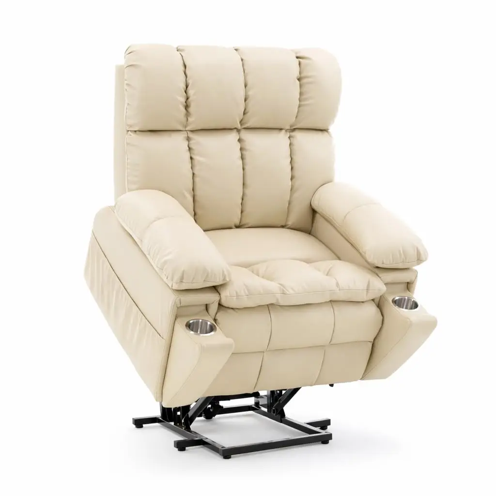 Big Tall Lay Flat Recliner with Massage Heat, Extra Wide Power Lift Chair, Adjustable Headrest, Extended Footrest,  Customized