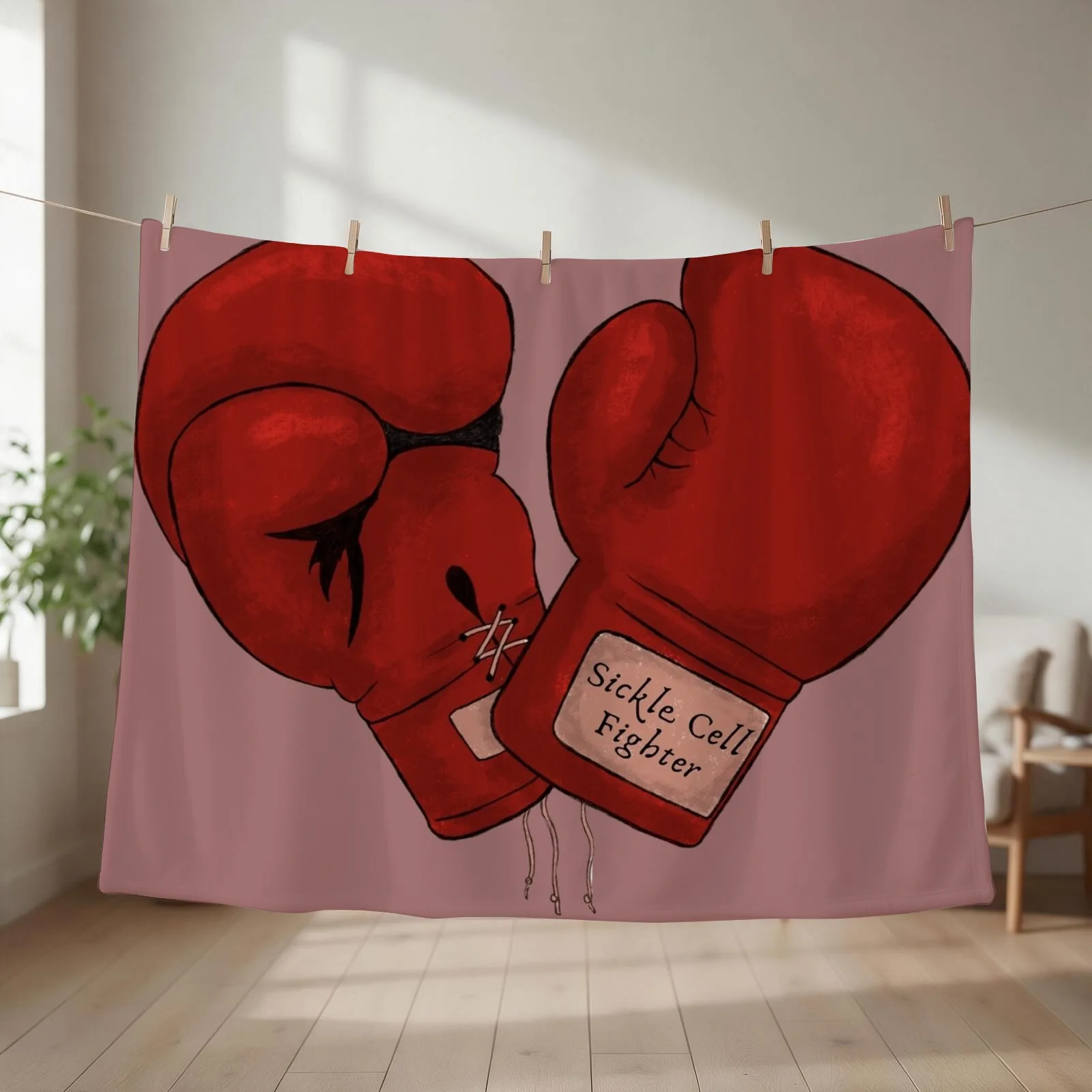 Sickle Cell Fighter Throw Blanket couch cozy soft plush fuzzy picnic outdoor blanket
