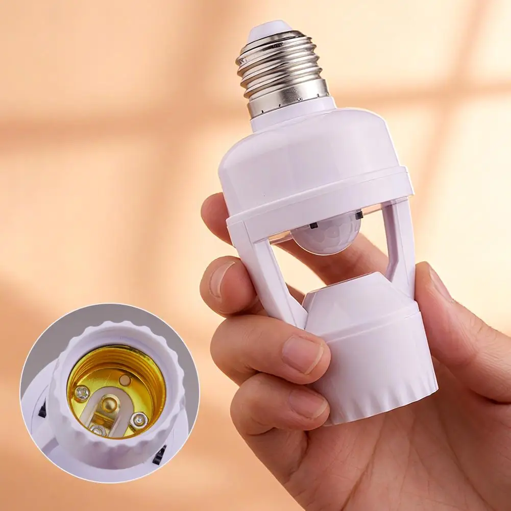 Smart Motion Sensor Light Bulb Holder E27 PIR Induction Sensor Adapter Lamp Base Converter Automatic LED Switch AC 30W
