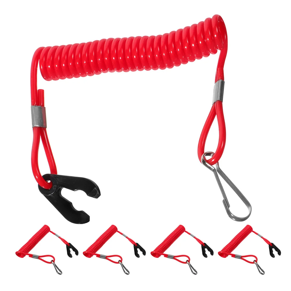 

5Pcs Boat Engine Tether Cord Emergency Stop Lanyard Outboard Accessories Versatile Application Marine Safety Gear