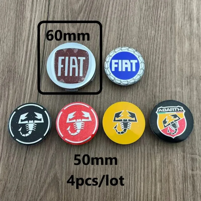 

4pcs 50/60mm Wheel Center Hub Caps For Fiat Abarth Marea Multipla Punto Stilo Bravo Ducato Freemont Car hub cap Accessories