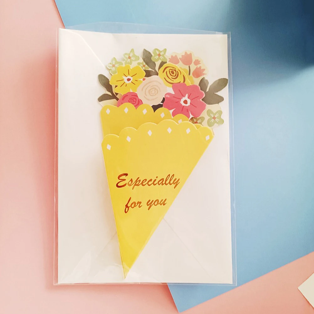

15 Pcs Three-dimensional Bouquet Greeting Card Mom Gift for Mother Cards Flowers Specialty Paper Style