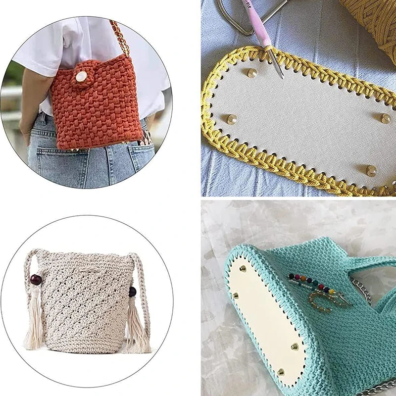 22*10cm Handmade Oval Bottom For Knitted Bag PU Leather Wear-Resistant Accessories Bottom With Holes Diy Crochet Bag Bottom