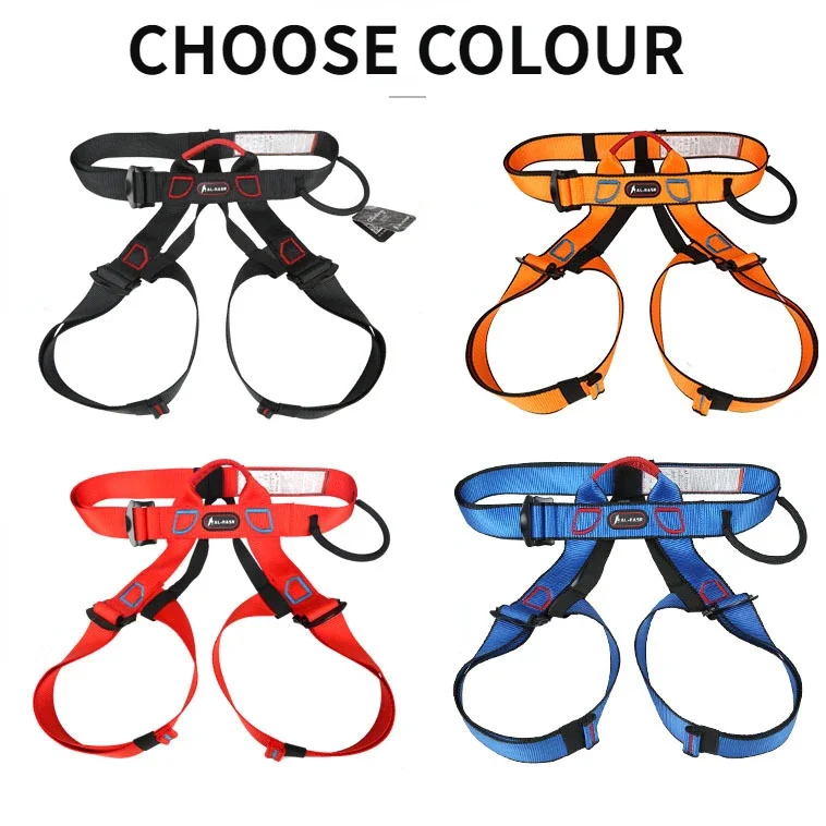 المهنية تسلق تسخير حزام الأمان الآمن للإنقاذ عالية المستوى رضوخ تسلق قابل للتعديل معدات رابيلينغ نصف الجسم