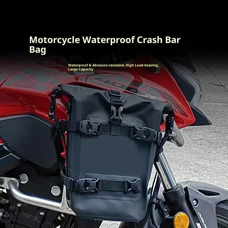 Large capacity PVC waterproof motorcycle mudguard bag, heavy-duty side storage bag, essential for long-distance cycling