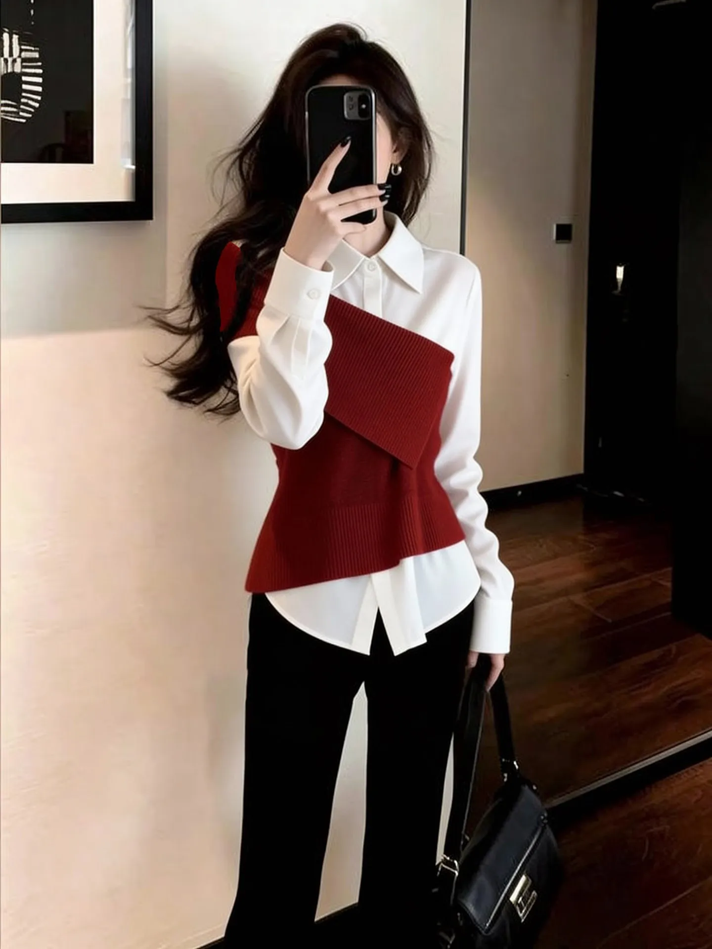 

Women's Collar Knitted irt Waist Cinching Large Size Beautiful Unique irt Casual Sle Long Sve Polyester Fiber